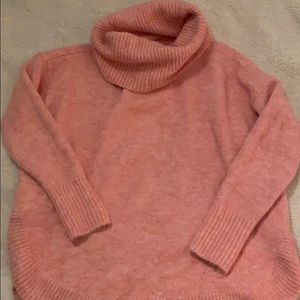 Loft pink cowl neck sweater EUC size M